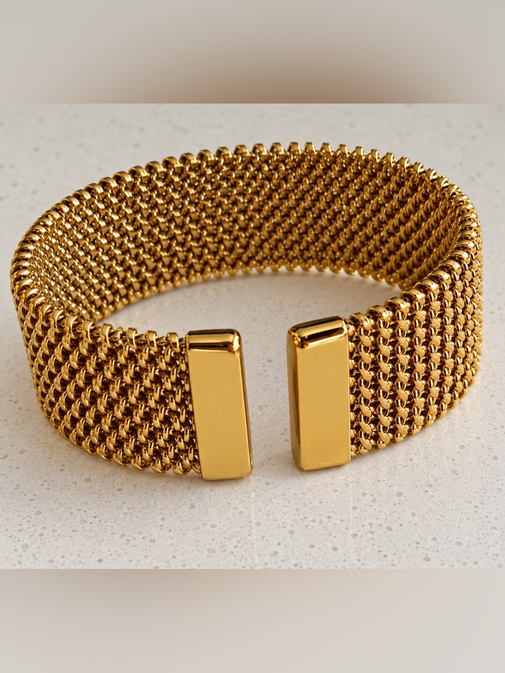 Gold Wide Mesh Bracelet
